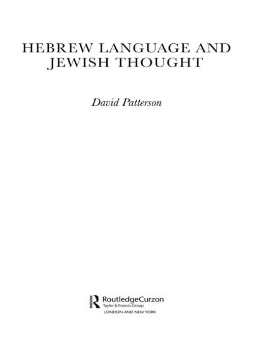 Book cover of Hebrew Language and Jewish Thought (Routledge Jewish Studies Series)