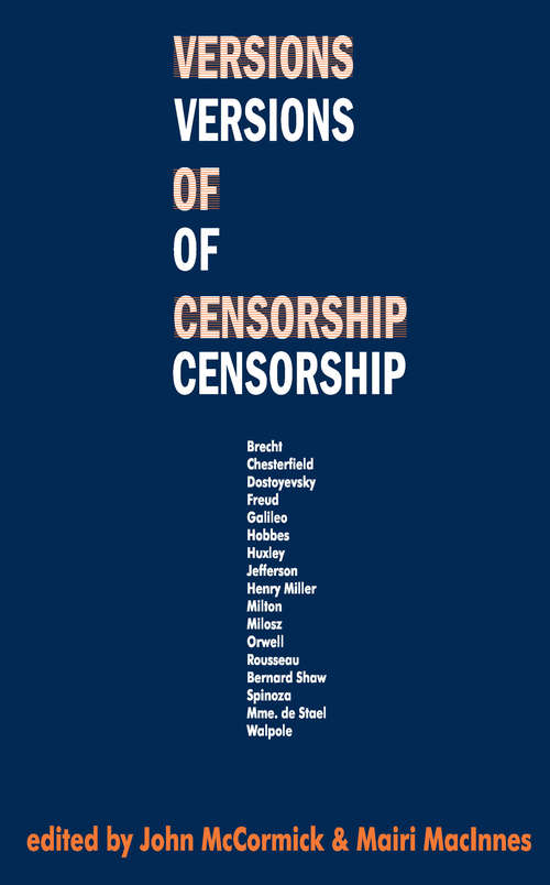 Book cover of Versions of Censorship: An Anthology