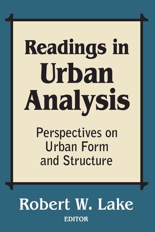 Book cover of Readings in Urban Analysis: Perspectives on Urban Form and Structure