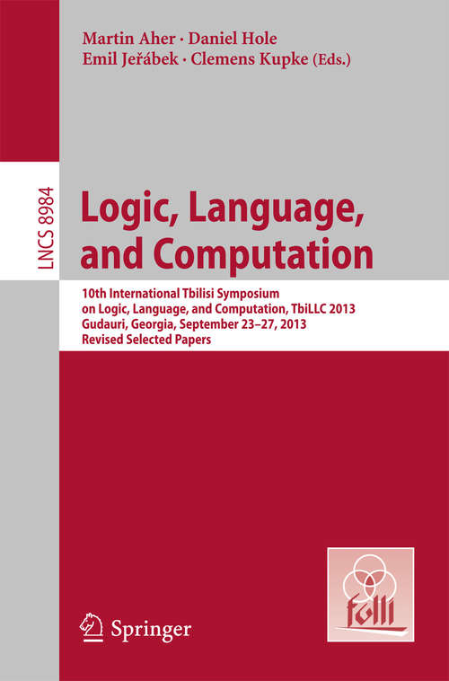 Book cover of Logic, Language, and Computation