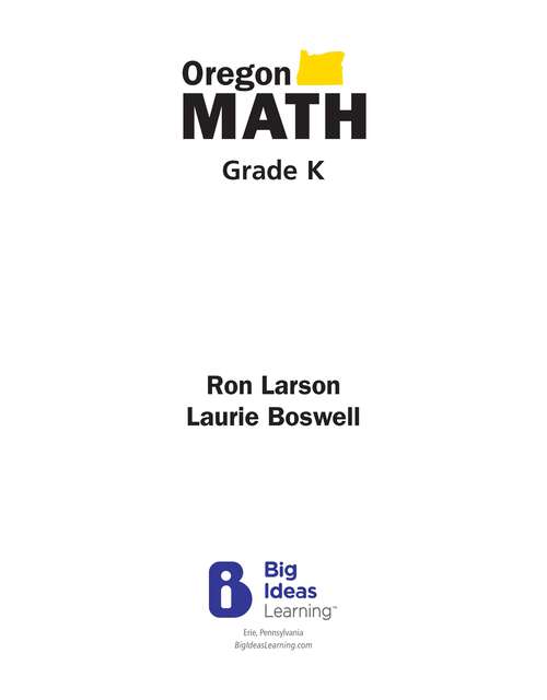 Book cover of Oregon Math 2024 Grade K