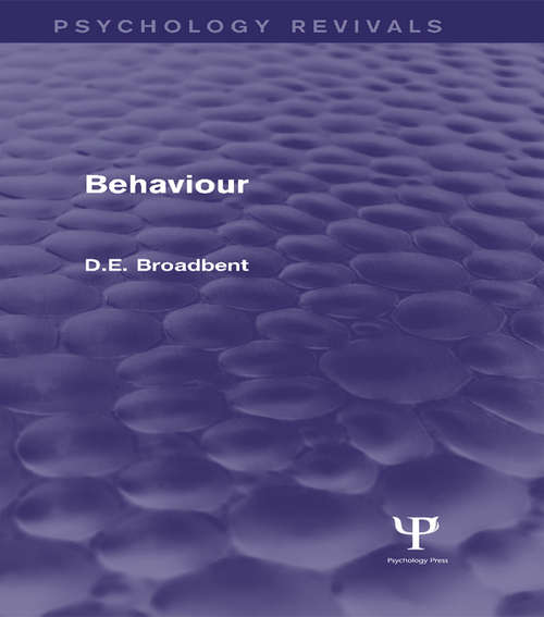 Book cover of Behaviour (Psychology Revivals)