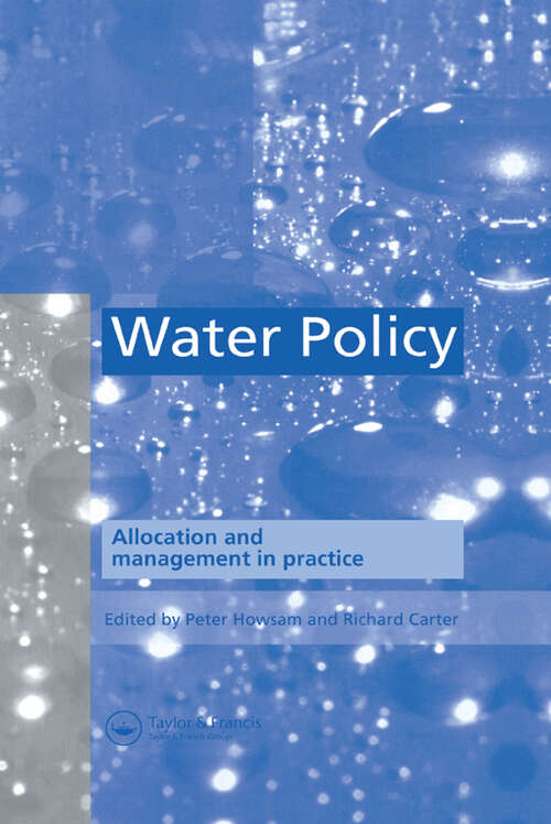 Book cover of Water Policy: Allocation and management in practice