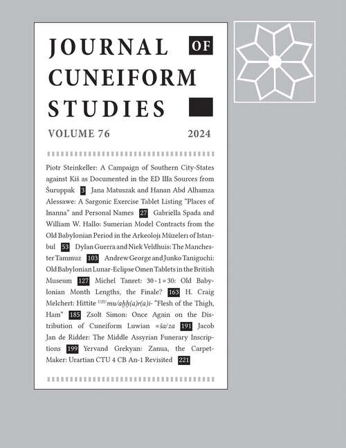 Book cover of Journal of Cuneiform Studies, volume 76 number 1 (2024)