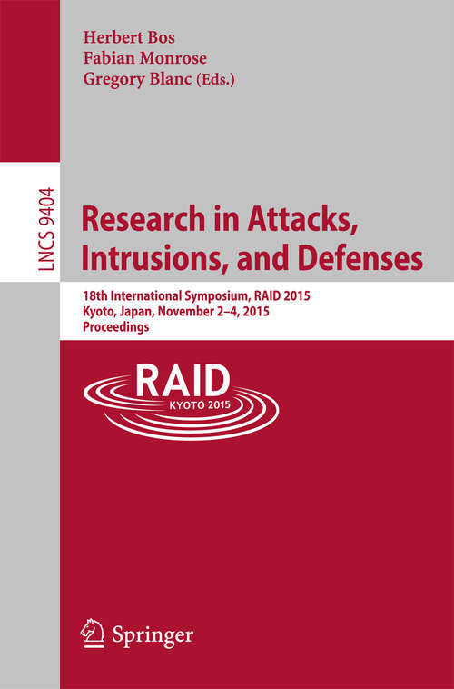 Book cover of Research in Attacks, Intrusions, and Defenses