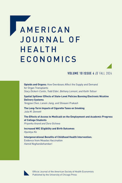 Book cover of American Journal of Health Economics, volume 10 number 4 (Fall 2024)