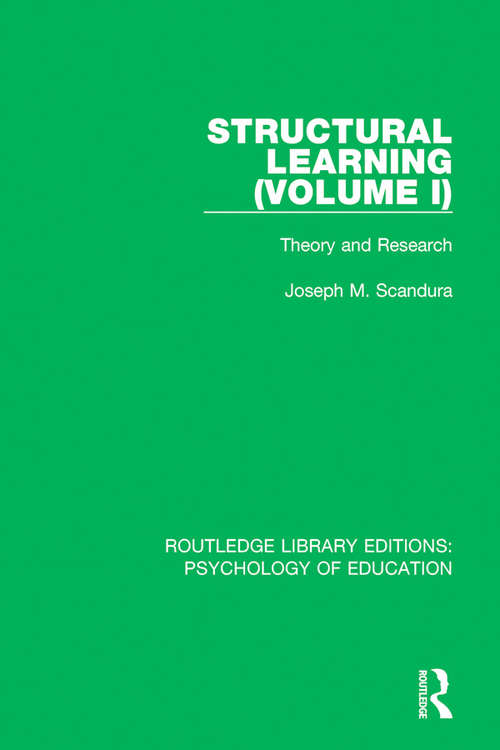 Book cover of Structural Learning: Theory and Research (Routledge Library Editions: Psychology of Education)