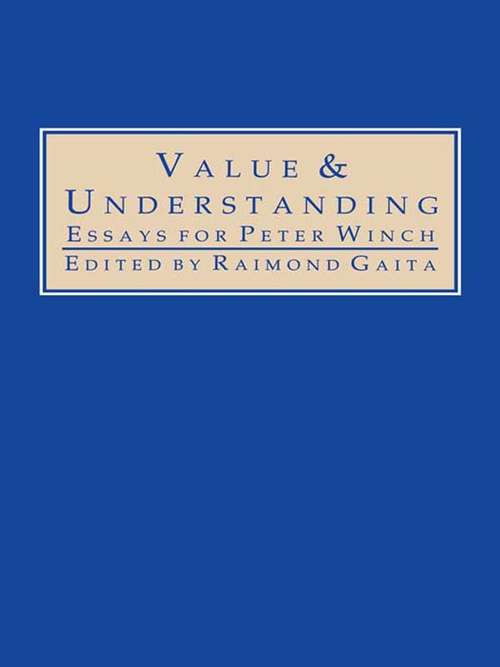 Book cover of Value and Understanding: Essays for Peter Winch