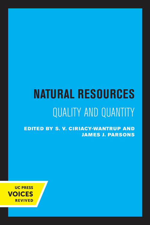 Book cover of Natural Resources: Quality and Quantity