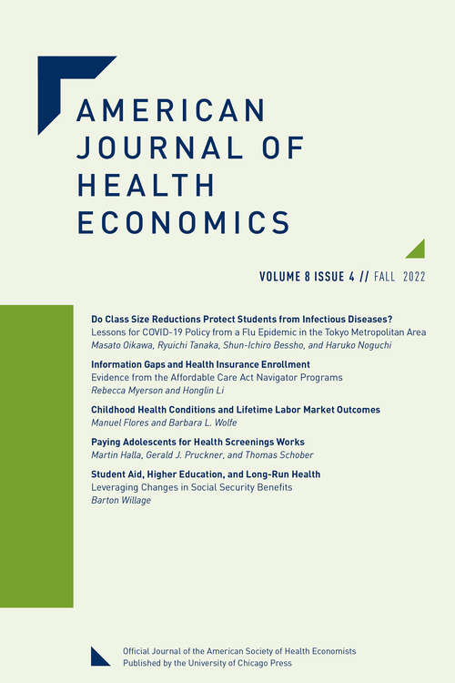 Book cover of American Journal of Health Economics, volume 8 number 4 (Fall 2022)