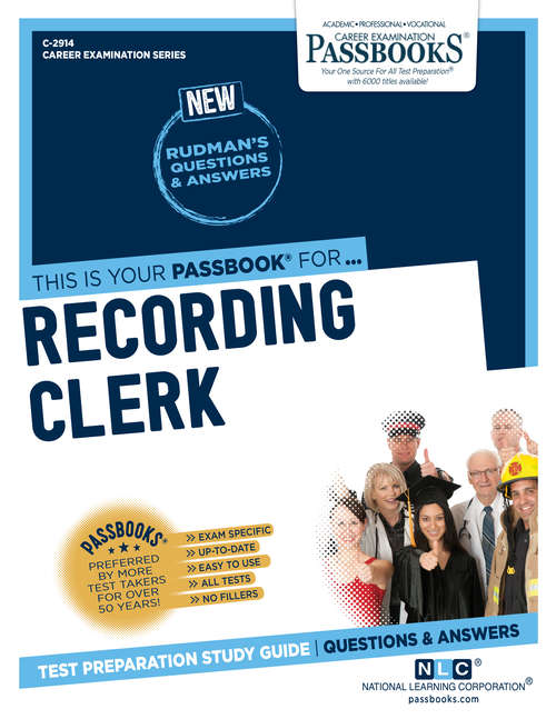 Book cover of Recording Clerk: Passbooks Study Guide (Career Examination Series: C-3612)