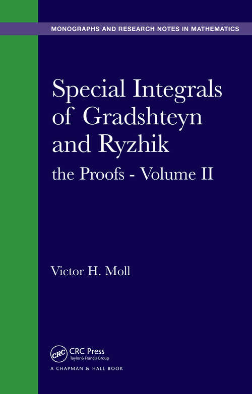 Book cover of Special Integrals of Gradshteyn and Ryzhik: the Proofs - Volume II (1)