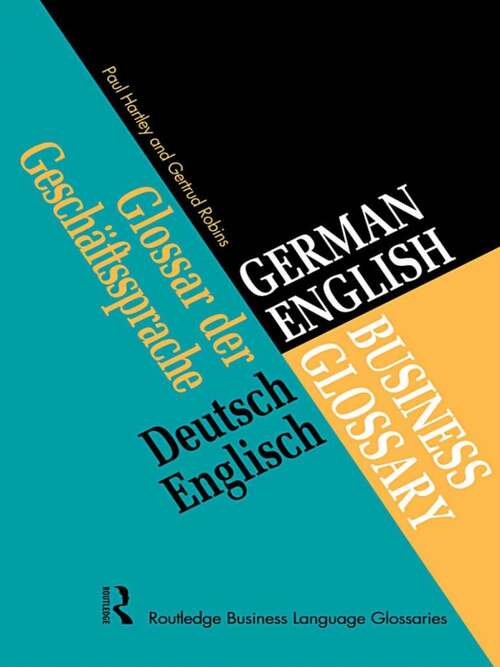 Book cover of German/English Business Glossary (Business Language Glossaries Ser.)