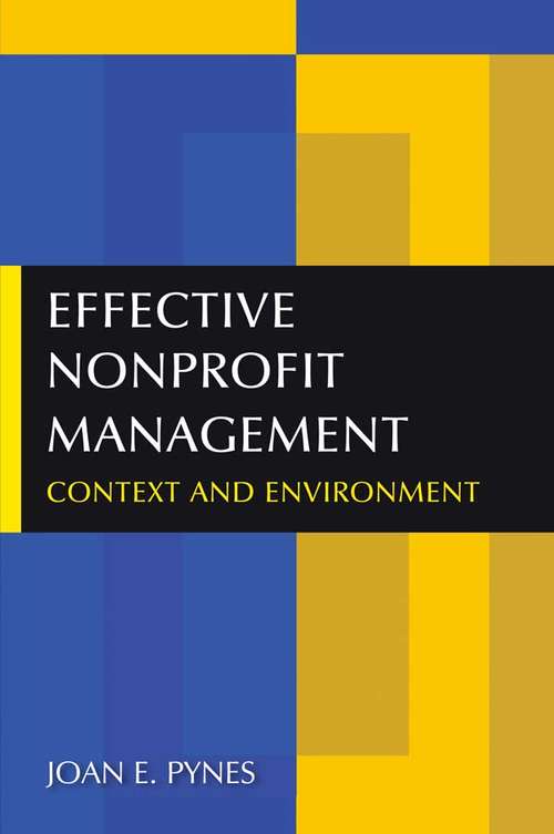 Book cover of Effective Nonprofit Management: Context and Environment