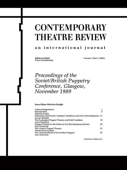 Book cover of Process of the Soviet/British: Conference On Soviet-british Puppet Theatre : Selected Papers