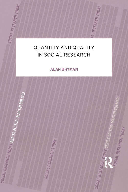 Book cover of Quantity and Quality in Social Research
