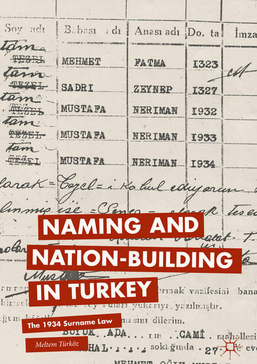 Book cover of Naming and Nation-building in Turkey: The 1934 Surname Law (1st ed. 2018)