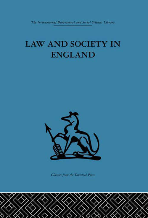 Book cover of Law and Society in England (Social Science Paperbacks Ser.)
