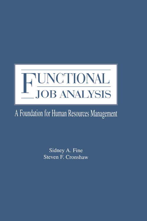 Book cover of Functional Job Analysis: A Foundation for Human Resources Management (Applied Psychology Series)