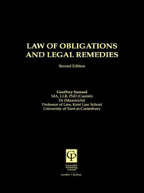 Book cover of Law of Obligations & Legal Remedies (2)