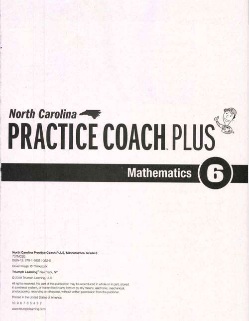 Book cover of North Carolina Practice Coach Plus Math Grade 6