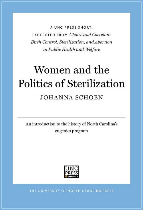 Book cover of Women and the Politics of Sterilization