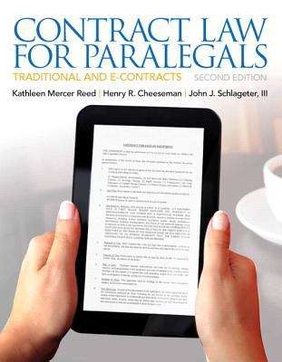 Book cover of Contract Law for Paralegals: Traditional and e-Contracts (Second Edition)