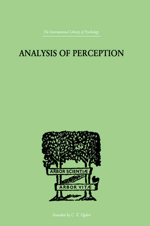 Book cover of Analysis Of Perception (International Library Of Psychology Ser.)