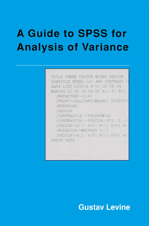 Book cover of A Guide to SPSS for Analysis of Variance