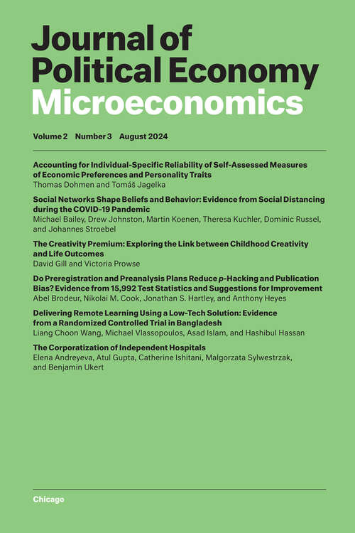 Book cover of Journal of Political Economy Microeconomics, volume 2 number 3 (August 2024)