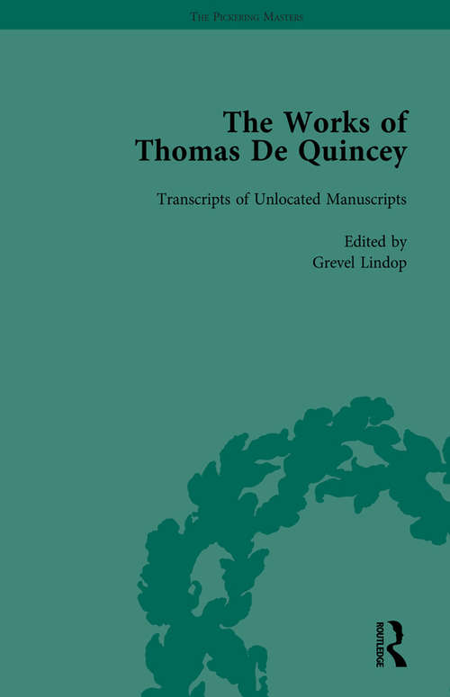 Book cover of The Works of Thomas De Quincey, Part III vol 21