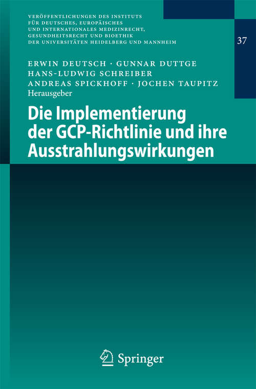 Book cover of Die Implementierung der GCP-Richtlinie und ihre Ausstrahlungswirkungen