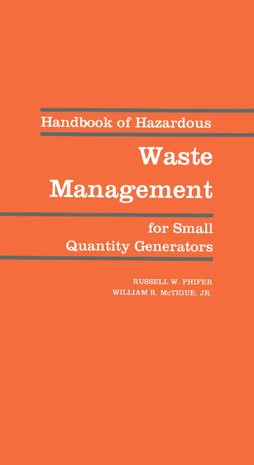 Book cover of Handbook of Hazardous Waste Management for Small Quantity Generators