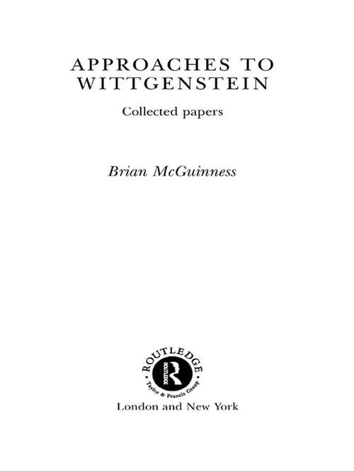 Book cover of Approaches to Wittgenstein: Collected Papers