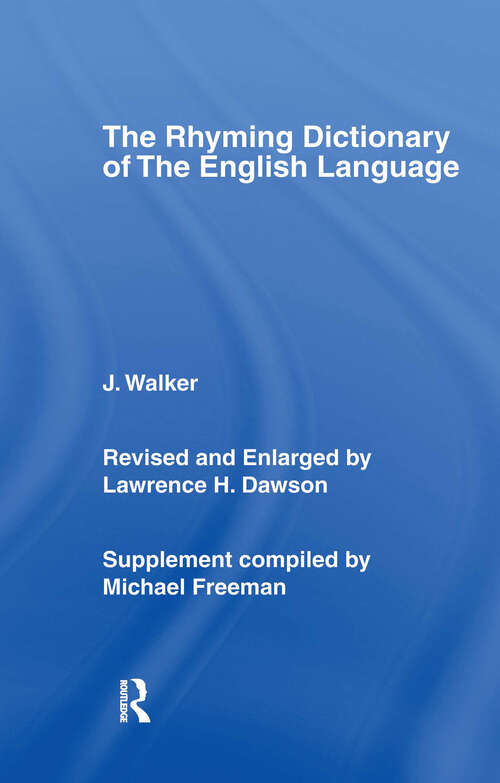 Book cover of Walker's Rhyming Dictionary of the English Language