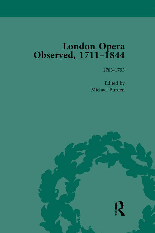 Book cover of London Opera Observed 1711-1844, Volume III: 1783-1792