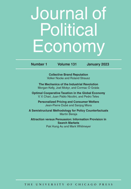 Book cover of Journal of Political Economy, volume 131 number 1 (January 2023)