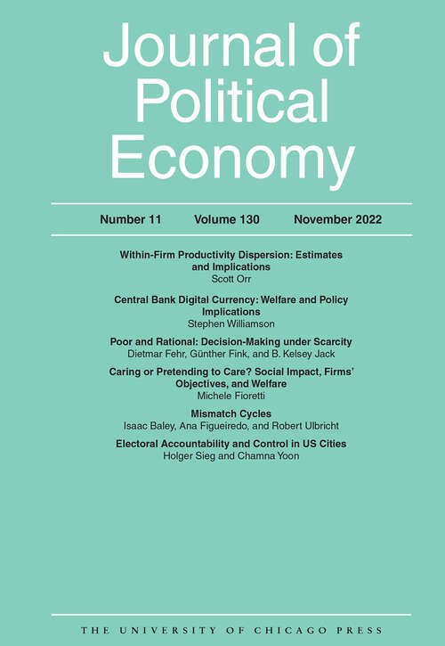 Book cover of Journal of Political Economy, volume 130 number 11 (November 2022)