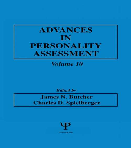 Book cover of Advances in Personality Assessment: Volume 10 (Advances in Personality Assessment Series: Vol. 10)