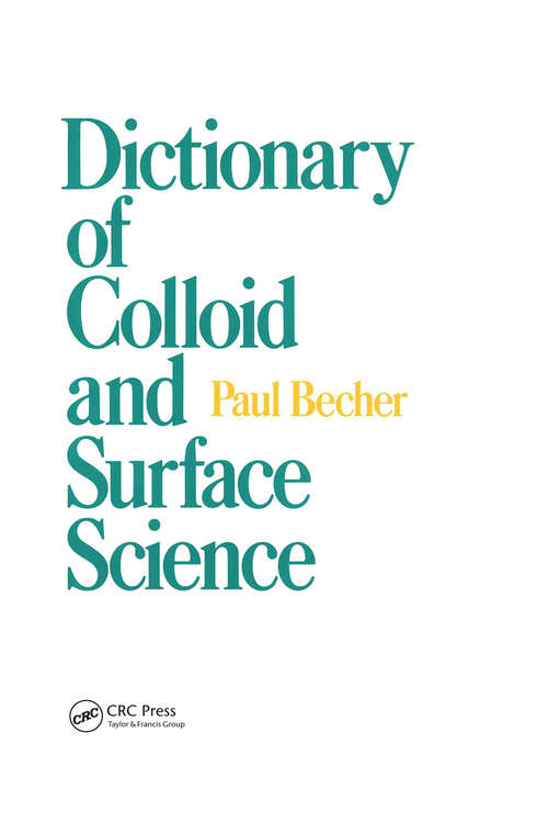Book cover of Dictionary of Colloid and Surface Science