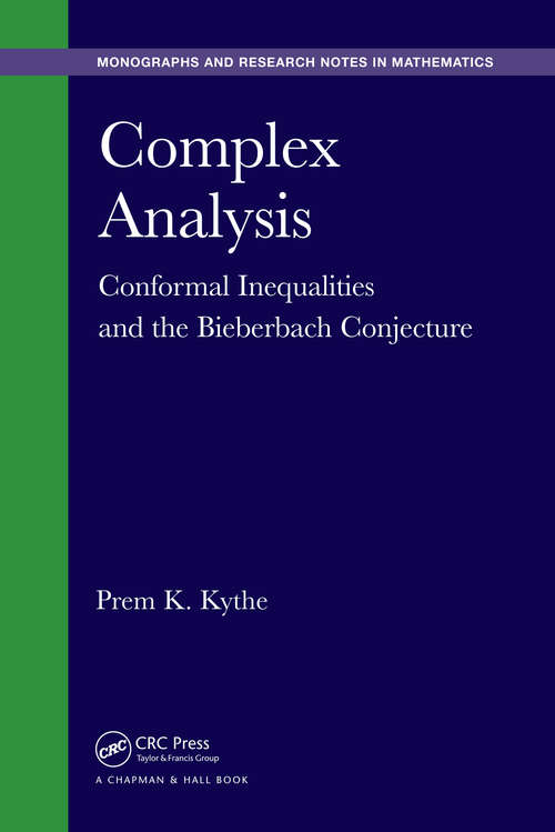 Book cover of Complex Analysis: Conformal Inequalities and the Bieberbach Conjecture (1)