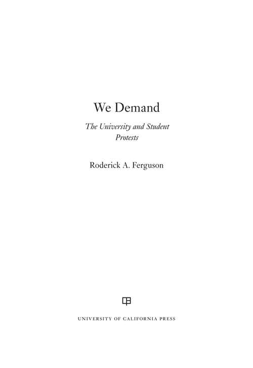 Book cover of We Demand: The University and Student Protests