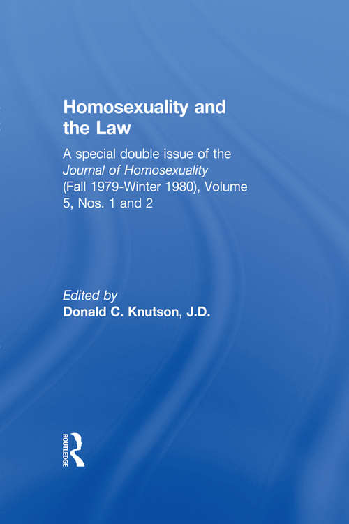 Book cover of Homosexuality and the Law
