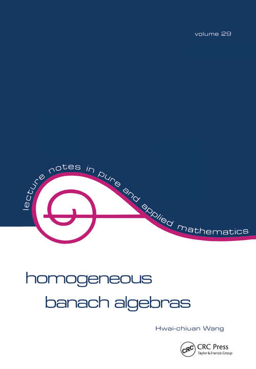 Book cover of Homogeneous Banach Algebras