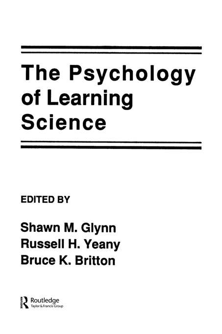 Book cover of The Psychology of Learning Science
