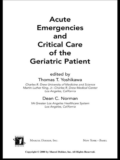 Book cover of Acute Emergencies and Critical Care of the Geriatric Patient