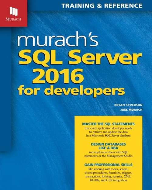 Book cover of Murach's SQL Server 2016 For Developers