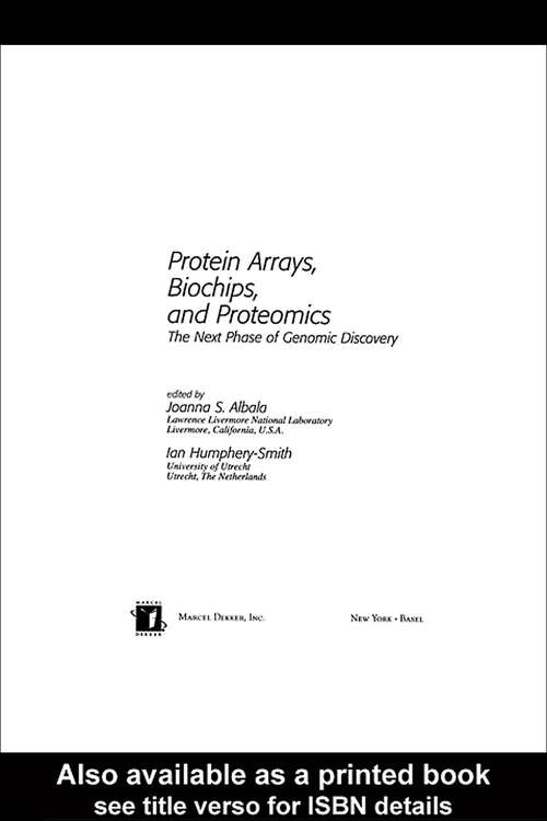 Book cover of Protein Arrays, Biochips and Proteomics: The Next Phase of Genomic Discovery