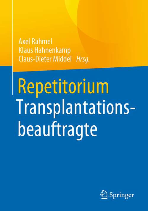 Book cover of Repetitorium Transplantationsbeauftragte (1. Aufl. 2022)