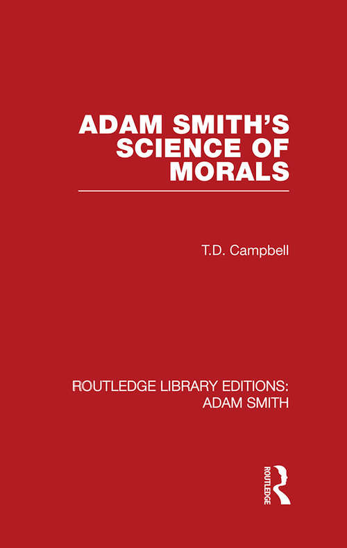 Book cover of Adam Smith's Science of Morals (Routledge Library Editions: Adam Smith)